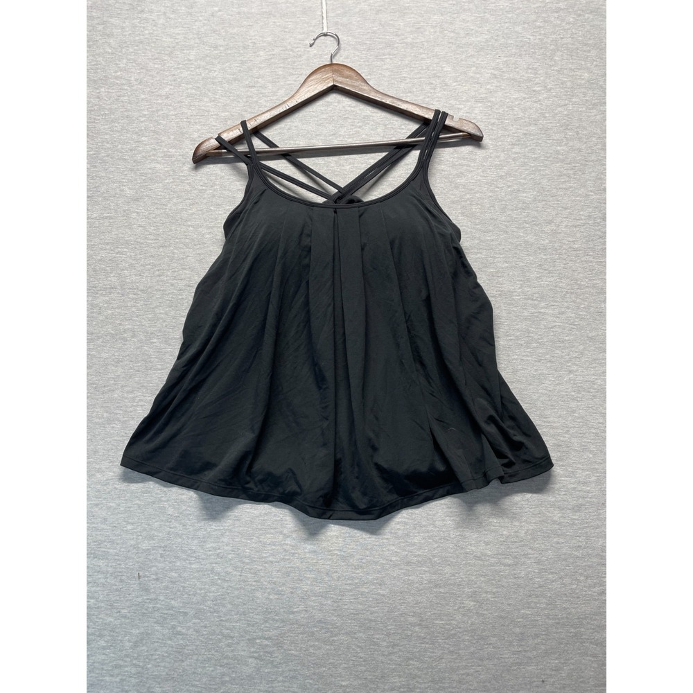 Halara Crisscross Backless Double Straps Pleated Yoga Cami Top Women Large Black